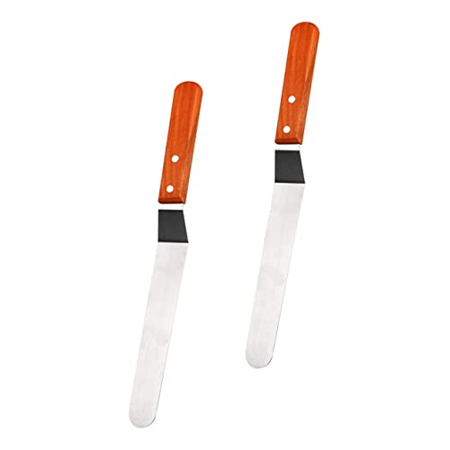 Cabilock 2Pcs Stainless Steel Icing Smoother with Handle Cake Scraper Tool for Frosting and Decorating Easy to Clean Baking Spatula for Home Bakers