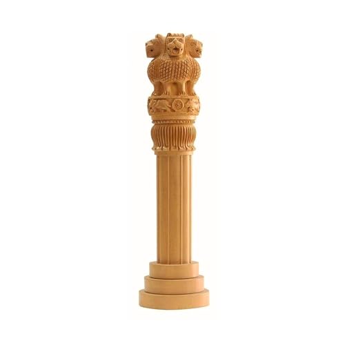 Image of Premium 8 Inches Wood Ashoka Stambh Brown Color Ashoka Pillar Showpiece for Office and Study Table, Corporate Gifting Deal Retirement, Promotion - Pack of 1