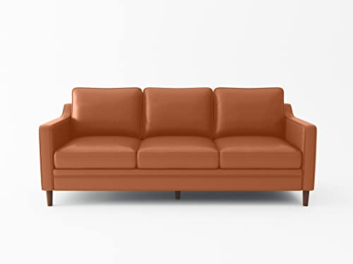 Meeyar Bosy Comfortable 3 Seat Sofa Couch,Love Seat Couch For Small Living Room Office Apartment,Faux Leather With 3 Piece Back Cushion,Slid Wood Leg,Easy Assembly(79.5",Brown) #TOP3