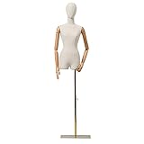Mannequin Female Manikin Dress Form with Wood Arms & Metal Square Base, Adjustable Height Mannequin Torso Body for Women Clothing/dress Display Hello-Gold(Gold)