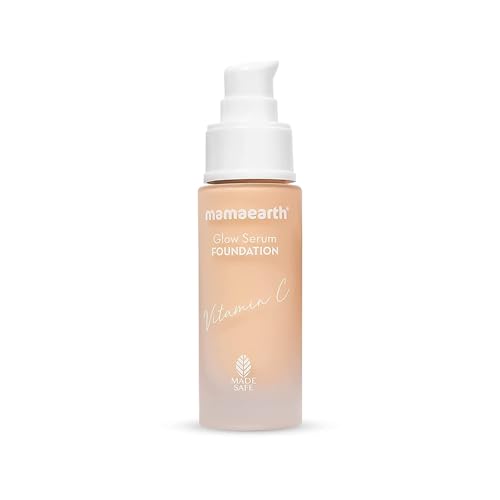 Mamaearth Glow Serum Matte Liquid Foundation Medium Coverage For All Skin Types With Vitamin C & Turmeric For 12-Hour Long Stay- 05 Beige Glow - 30 Ml, Pack Of 1