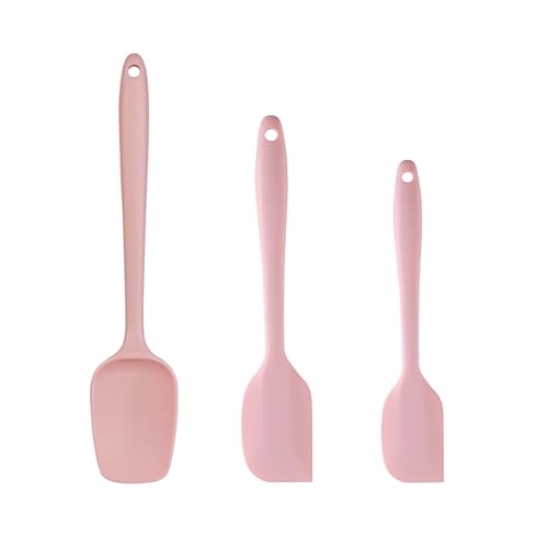 Set di 3 Spatole in Silicone da Cucina, Resistenti al Calore fino a 230°C, con Anima in Acciaio, Design Monopezzo, Senza BPA, Ideali per Pentole Antiaderenti, Impasti e Dolci
