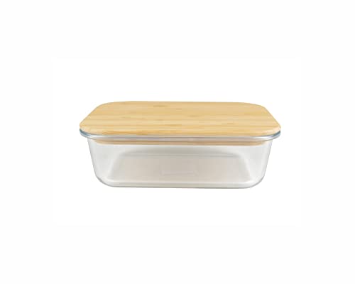 Birambeau - Utensilios de Cocina Cajas de Cristal Alimentos Herméticos Tapa Bambú - 1520ml - Ideal para la Conservación