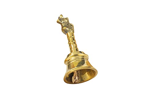 Image of Spillbox Traditional Brass Pooja Bell /Ghanti for Puja /Worship for Temple Home - 3.5 inch inch Nandi
