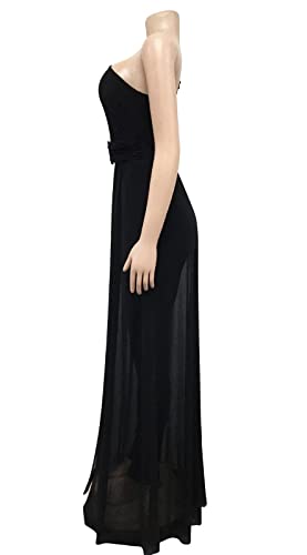 Aro Lora Womens Sexy One Shoulder High Waist Sheer Mesh One Piece Pant Outfit Overlay Bodycon Jumpsuit Romper Xx-Large Black #TOP4