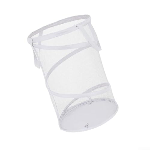 Cesta grande plegable para ropa sucia con lados de malla transpirable, cesta de ropa en espiral para almacenamiento, asas reforzadas, 36 x 58 cm (blanco)