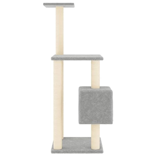 Rascador para gatos de interior que protege muebles con cueva gris Mangloder 4