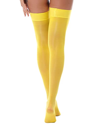 Listado de Medias autoadhesivas para Mujer al mejor precio. 42 iiniim Medias Autoadhesivas Mujer Finas Transparentes Brillantes Lencería Sexy Medias de Mujer hasta el Muslo Amarillo Talla Única