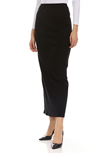 Womens Long Thin Ribbed Straight Skirt - GM-5021