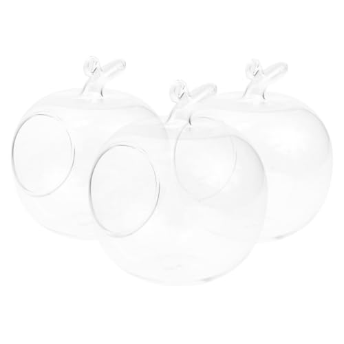 Toyvian 3 Pièces Vase Pomme Verre Transparent Lot de Bouteilles Hydroponiques Décoratives pour Plantes Intérieur Micro Paysage et Décoration de Bureau