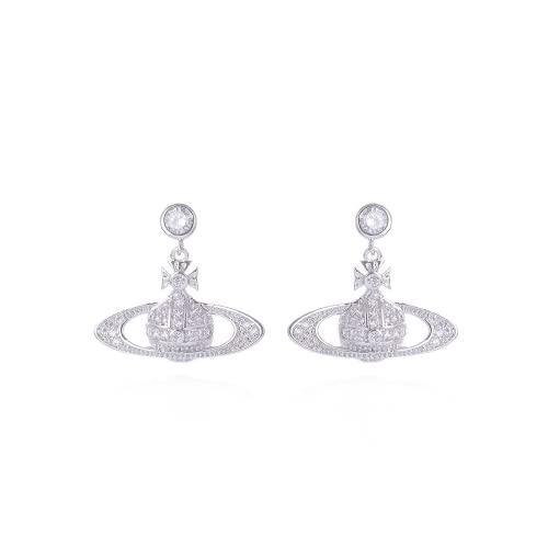 ZHOUMEIWENSP 1Pair Zircon Saturn Planet Earrings Aesthetic Cubic Saturn Planet Stud NANA Earring Jewelry for Women Gift (Silver)