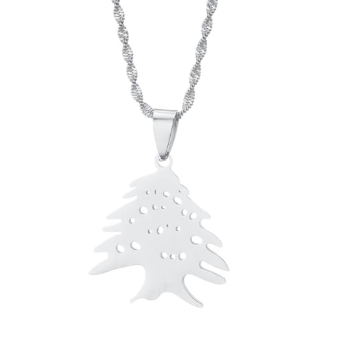 Collier En Cèdre Du Liban,Chaîne De Drapeau Libanais Vintage,Pendentif De Contour De Carte Creuse,Creux Pour Femmes Et Hommes,Charme Ethnique,Collier De Polissage De Mode,Bijoux,Filles Unisexe,Blan