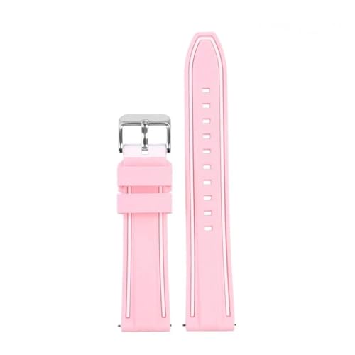Silicone Sport Strap Compatible With Omega X Compatible With Swatch Moonswatch Quick Release Watch Band(Pink white silver)