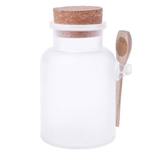 Kelisdi Botella de sal de baño con cuchara y tapón, frasco de polvo recargable para soporte de polvo de maquillaje, caja de almacenamiento, organizador de aerosol, contenedor hermético