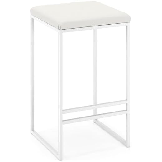 Classic White Bar Stool with Cushion 66cm