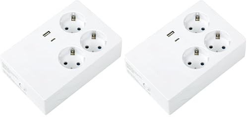 SIMON - Base Multifix, Enchufe Múltiple, 3 Tomas Shuko 16A y 2 USB A+C, Carga Rápida Quick Charge, Regleta con Toma Tierra, Instalación Empotrada, Pared o Superficie, Ladrón 250V, 3680W, Color Blanco
