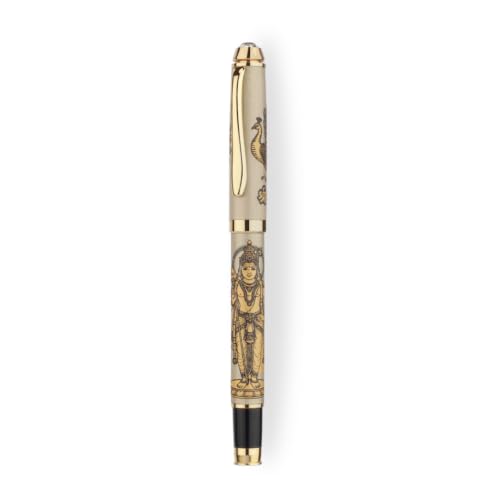 Image of Lord Murugan Etched Premium Metal Pen | Kartikeya, Skanda & Subramanya Divine Roller Ball Pen | Spiritual Hindu Gift for Men, Women, Teachers & Professionals