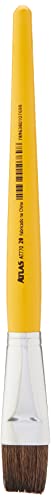 Atlas - Pincel Escolar Achatado Nº 20, Pelo Natural de Orelha de Boi, Cabo Plástico de Cor Amarela