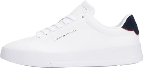 Tommy Hilfiger Court Sneaker Mujer Detail Essential de Piel, Blanco (White/Desert Sky), 44