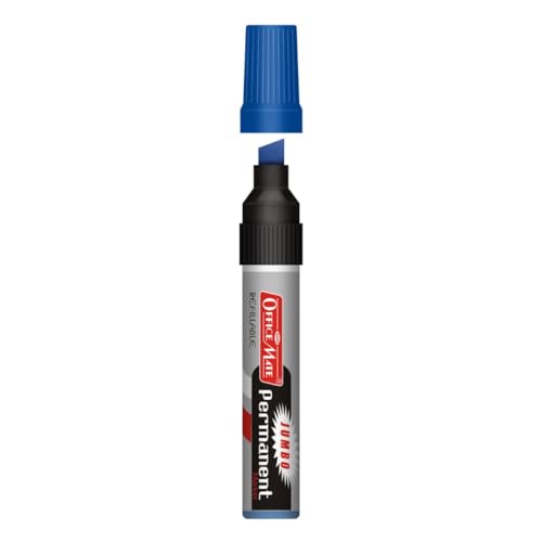 Image of Soni Officemate Jumbo Permanent Marker | Pack of 2 (Blue) | Waterproof, Quick-Drying | Jumbo Barrel | Refillable & Low Odor | 10mm Tip