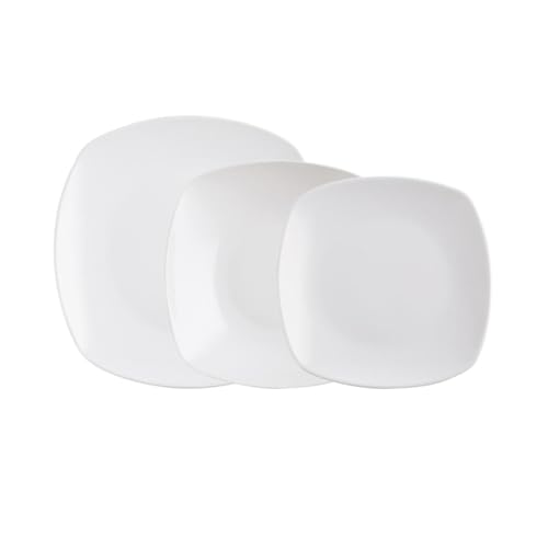 Quid Novo Vinci Vajilla Porcelana Cuadrada Blanca 12 Piezas - 4 Personas Porcelana Apto Microondas Quid Novo Vinci Vajilla Porcelana Cuadrada Blanca 12 Piezas - 4 Personas Porcelana Apto Microondas