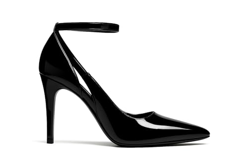 Scarpin Feminino com Tira no Tornozelo Salto Alto 10cm (Vermelho Verniz, BR, Adulto, Numérico, 33)