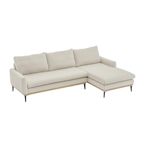 Pure Luxe ソファー カウチソファ ソファ ローソファ ソファーセット コーナーソファ W209 幅209cm 3人掛け ファブリック カバーリング仕様 洗える 選べるカウチ向き リビングソファ (アイボリー, 座って左カウチ)