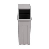KUMOYOU 8 Gallon / 30L Trash Can with Hinged Flap Lid & Swing Door – Heavy-Duty Indoor/Outdoor Waste Bin for Kitchen, Home, Office – Compact Design (11.8