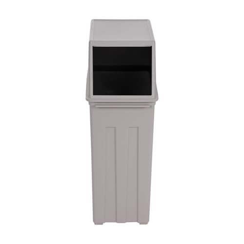 Caneca de basura gris 30L con tapa abatible y puerta oscilante