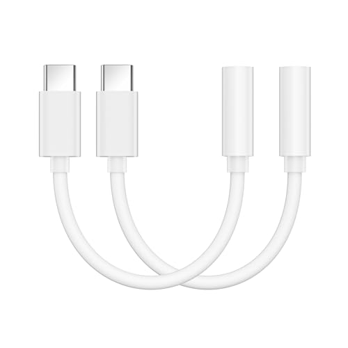 Lezaface USB-C to 3.5mm Female Headphone Jack Adapter, 2Pack, Compatible with iPhone 15/15 Plus/15 Pro/15 Pro Max