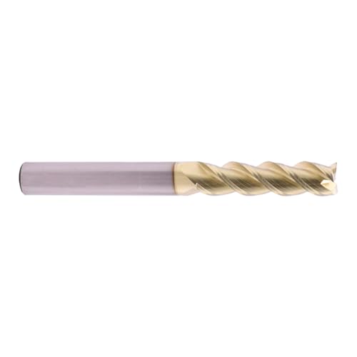 Image of 3 /8 inch 3 Flute Solid Carbide Long End Mill, 3-1 /2 inch Overall Length, ZrN Coated | 45 Helix, 3 /8 inch Cutting Dia, 3 /8 inch Shank Dia, 1-1 /2 inch Length of Cut, for Milling Aluminum and Copper, Square End