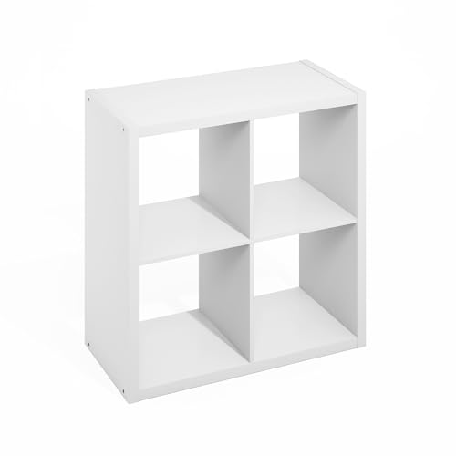 Image of Furinno HERMITE Kitchen Island, 4-Cube Coffee Bar, Extra Thick Kitchen Storage, Bakers Rack, for Pantry Organizers and Storage, Kitchen Organization, White