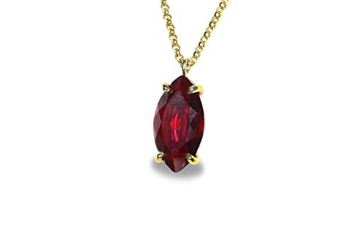 Collier pendentif grenat et pierre de naissance marquise de janvier fait main