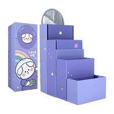 PAVITYAKSH Lovely Card Pencil Box - Cartoon Themed Paper Pencil Case with Folding Pencil Box with Mirror, Multifunctional Pen Holder for Boys & Girls