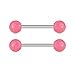 14G Surgical Steel Pink Glow In The Dark Nipple & Tongue Ring Barbells