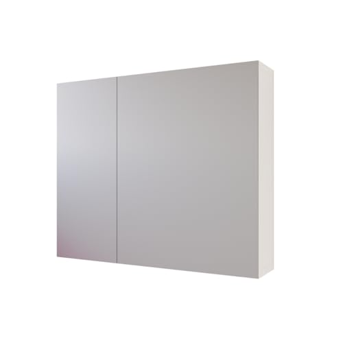 Espelheira Suspensa Klein Moderna com Prateleiras para Banheiro - JM3 Móveis (Branco/Nature)