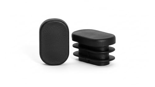 Image of Flyshop 15 x 30 mm (5 /8 inch x 1-3 /16 inch) OD Black Chair Plastic Plugs Oval Tubing End Caps Tube Inserts Furniture Glides 8 Pcs