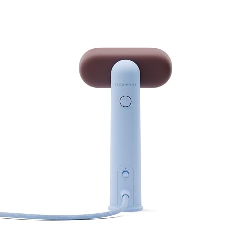 Cirrus Lite Travel Steamer de Steamery, 1200 W, Vapor 16 g/min, Caliente en 18 segundos, Portátil y compacta, Cabezal giratorio, Tecnología Dry Steam, Placa frontal calefactada (Sky and Terra)
