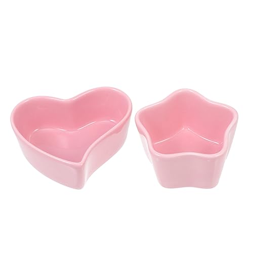 BESTonZON 2Pcs Ceramic Guinea Pig Food Bowl Non Tip Design for Hamsters Rabbits Chinchillas Unique Star Heart Shapes Easy to Pet Feeder for Comfortable Eating