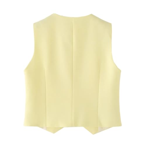 Women's Summer Casual Solid Color V-Neck Sleeveless Single Breasted Vest Fashion High Waist Pants Set3