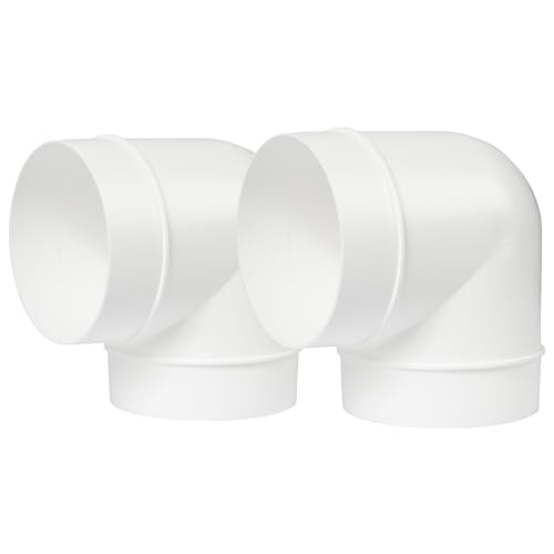 Paquete de 2 tubos de conducto de plástico de 100 mm, manguera de codo de 90 grados, conector de curva de tubo redondo de ventilación