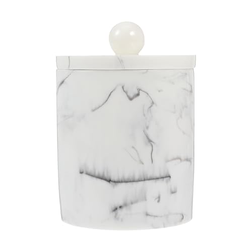 EXCEART 大理模様綿棒収納ボックス 蓋付き製ケース 綿棒と楊枝の清潔保管 卓上収納に キッチンや寝室対応コンパクト設計