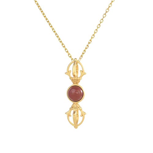 Collier en Jade Blanc néphrite et agate rouge avec chaîne fine