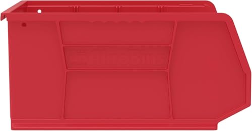 Image of Akro-Mils 30250 AkroBins Plastic Storage Bins, Space-Saving Stackable Bins for Garage, Pantry, Craft Organization, 15 inch x 16 inch x 7 inch, Red, 6-Pack