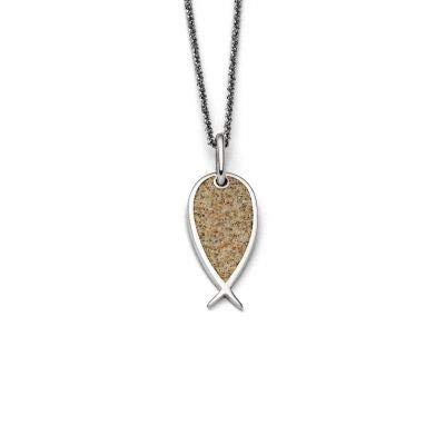 P3783 Fish Pendant Beach Sand with Beach Sand
