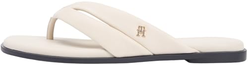 Tommy Hilfiger Elevated Toe Post LTH Sandal Fw0fw09216, Sandalias Planas Mujer, Beige (Classic Beige), 42 EU