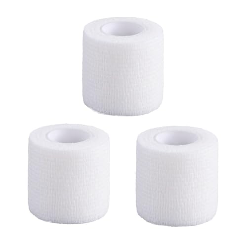 JZK 3 rollos de 5 cm de ancho, banda elástica autoadhesiva, banda deportiva para muñeca, tobillo, rodilla, banda deportiva fácil de rasgar para tenis, vendas elásticas cohesivas elásticas para