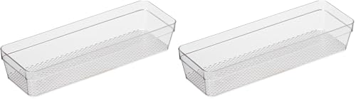 Image of Oggi Clear Drawer Organizer, 3 inch X 9 inch | Pack of 2 | For Kitchen | For Office | For Bathroom