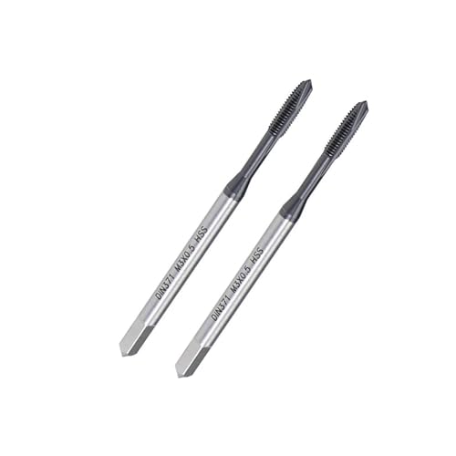 MACHSWON Spiral Point Threading Tap M3 x 0.5mm, for Through-Hole Threads, H2 High Speed Steel, TICN Coated Finish, Round Shank with Square End, Metric Drill Thread Screw Taps Tapping Bit 2pcs