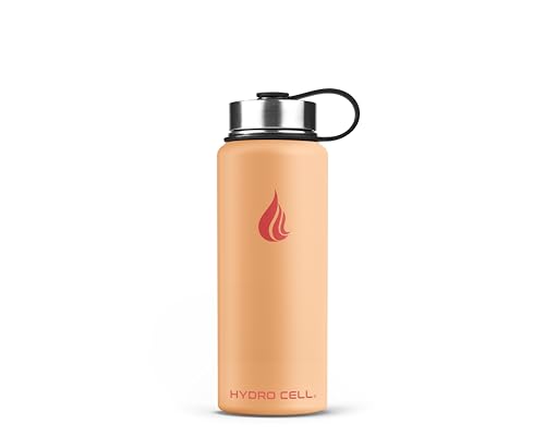 Image of HYDRO CELL Stainless Steel Insulated Water Bottle with Straw - For Cold & Hot Drinks - Metal Vacuum Flask with Screw Cap and Modern Leakproof Sport Thermos for Adults (Peach 18oz)